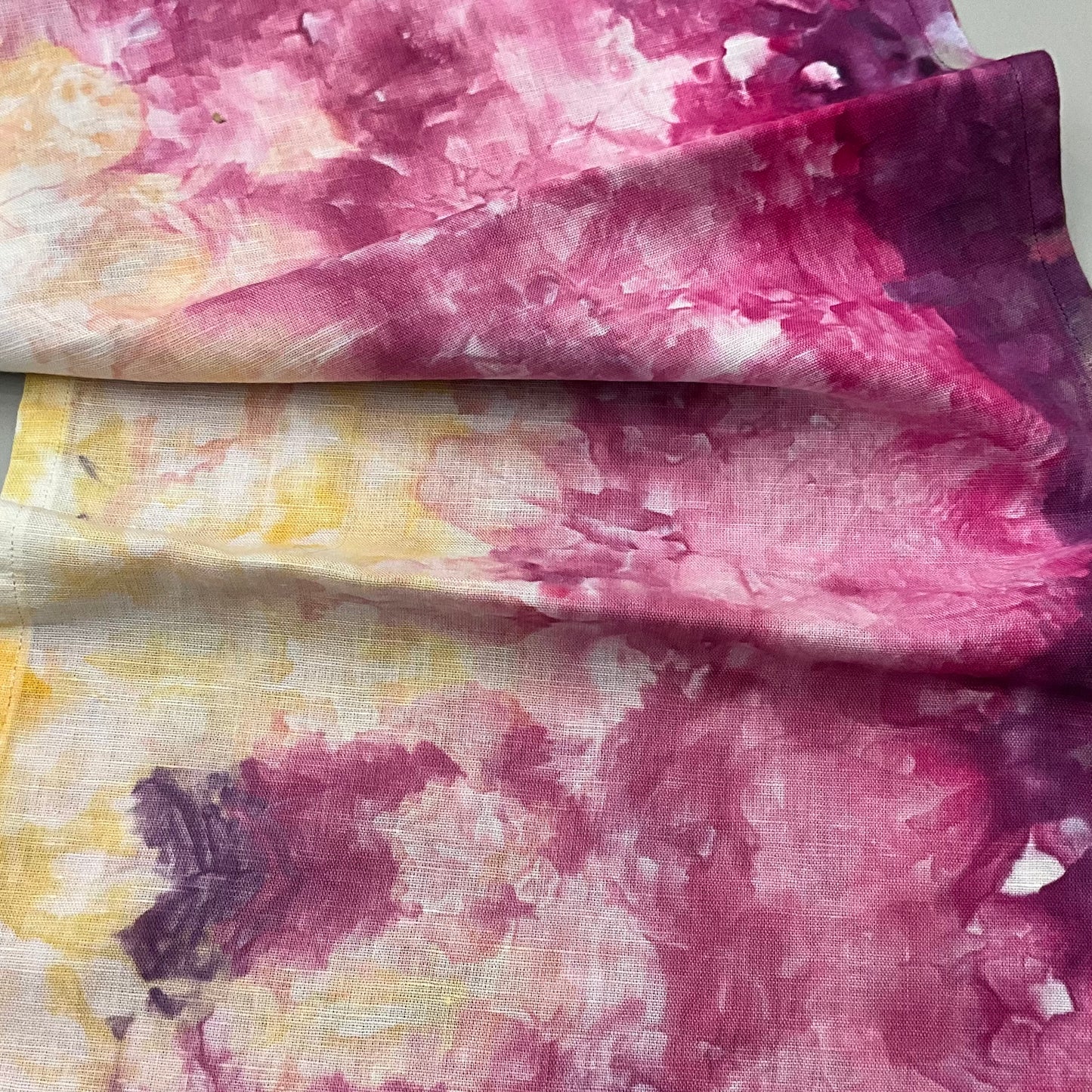 Ice Dyed Silk Linen scarf  - Radiant & Orchid