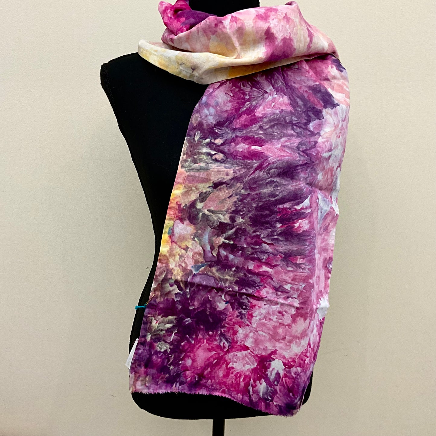 Ice Dyed Silk Linen scarf  - Radiant & Orchid