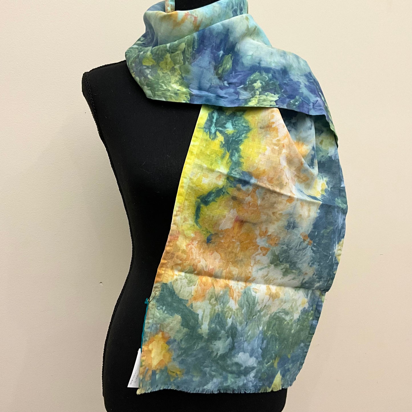 Ice Dyed Silk Linen scarf  - Helmsman