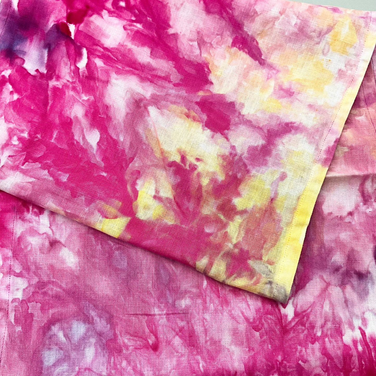 Ice Dyed Silk Linen scarf  - Radiant & Orchid