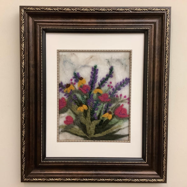 Picking Flowers Hand Felted Framed Art