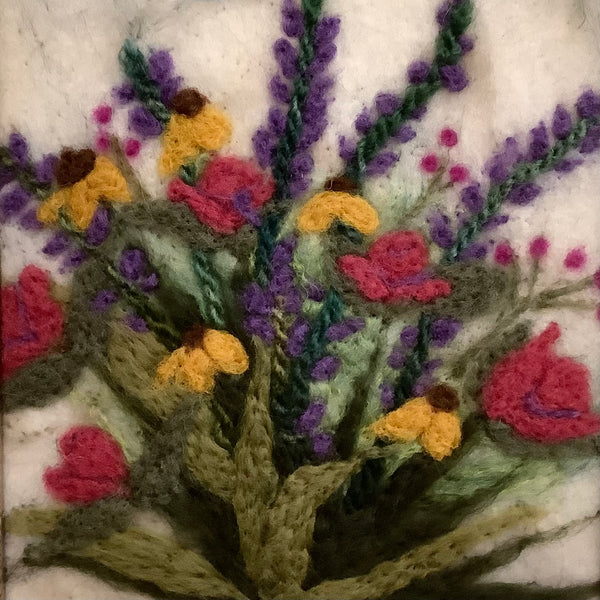 Picking Flowers Hand Felted Framed Art