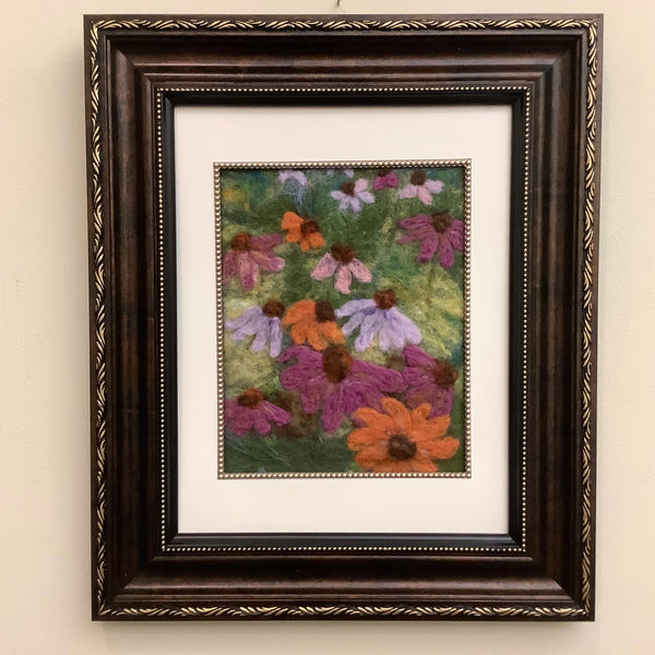 Coneflower Tapestry Hand Felted Framed Art