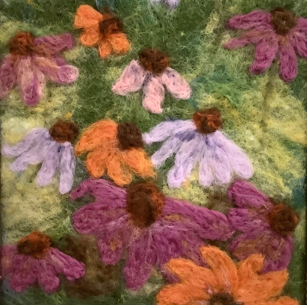 Coneflower Tapestry Hand Felted Framed Art