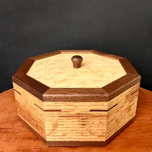 Oak, Walnut, and Birdseye Maple Octagon Box