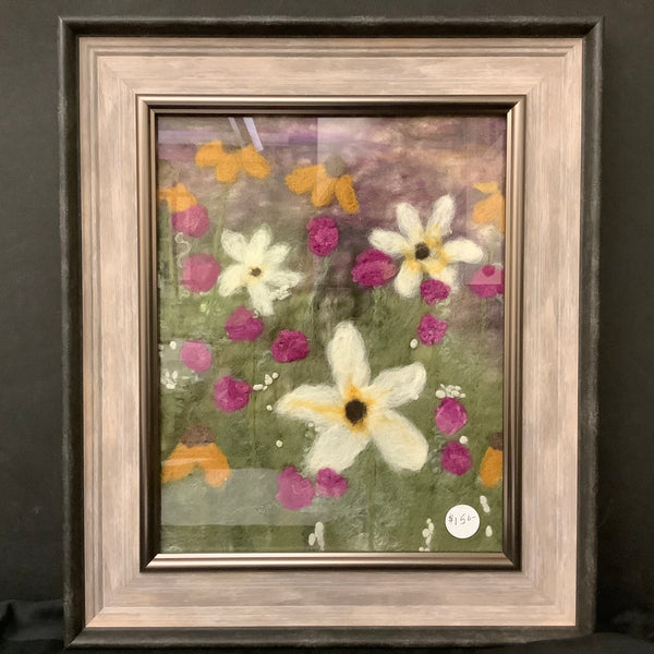 Field of Flowers  -  Hand Felted Framed Art