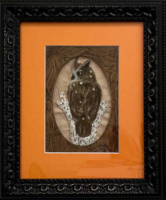 Framed Mixed Media Great Horned Owl