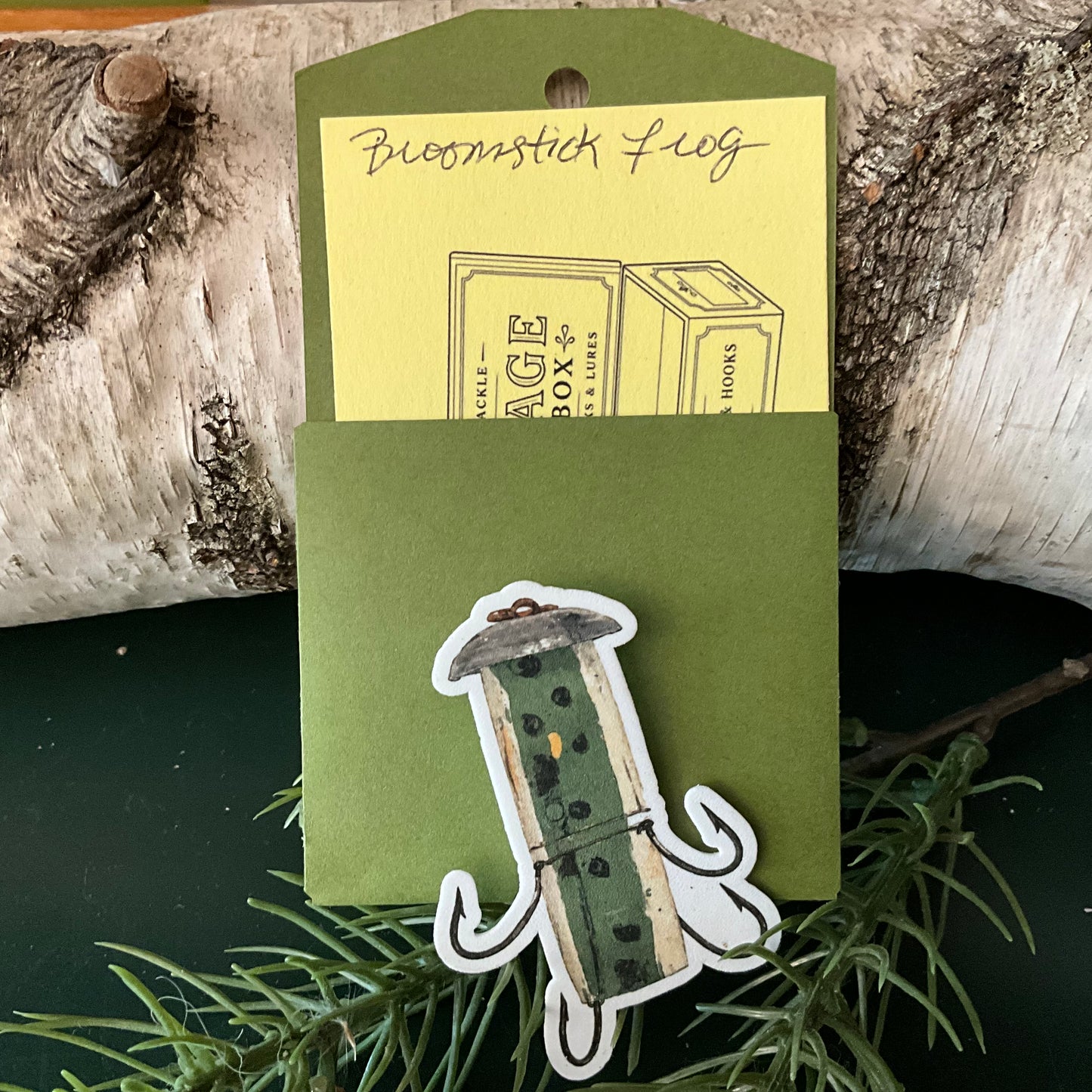 Broomstick Frog Vintage Lure Magnet
