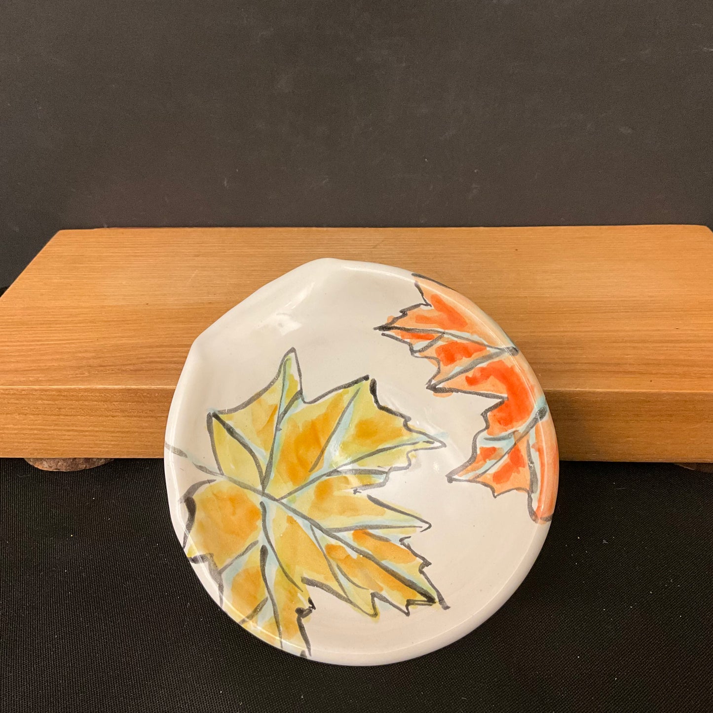 Spoon Rest with Maple Leaves in Fall Colors