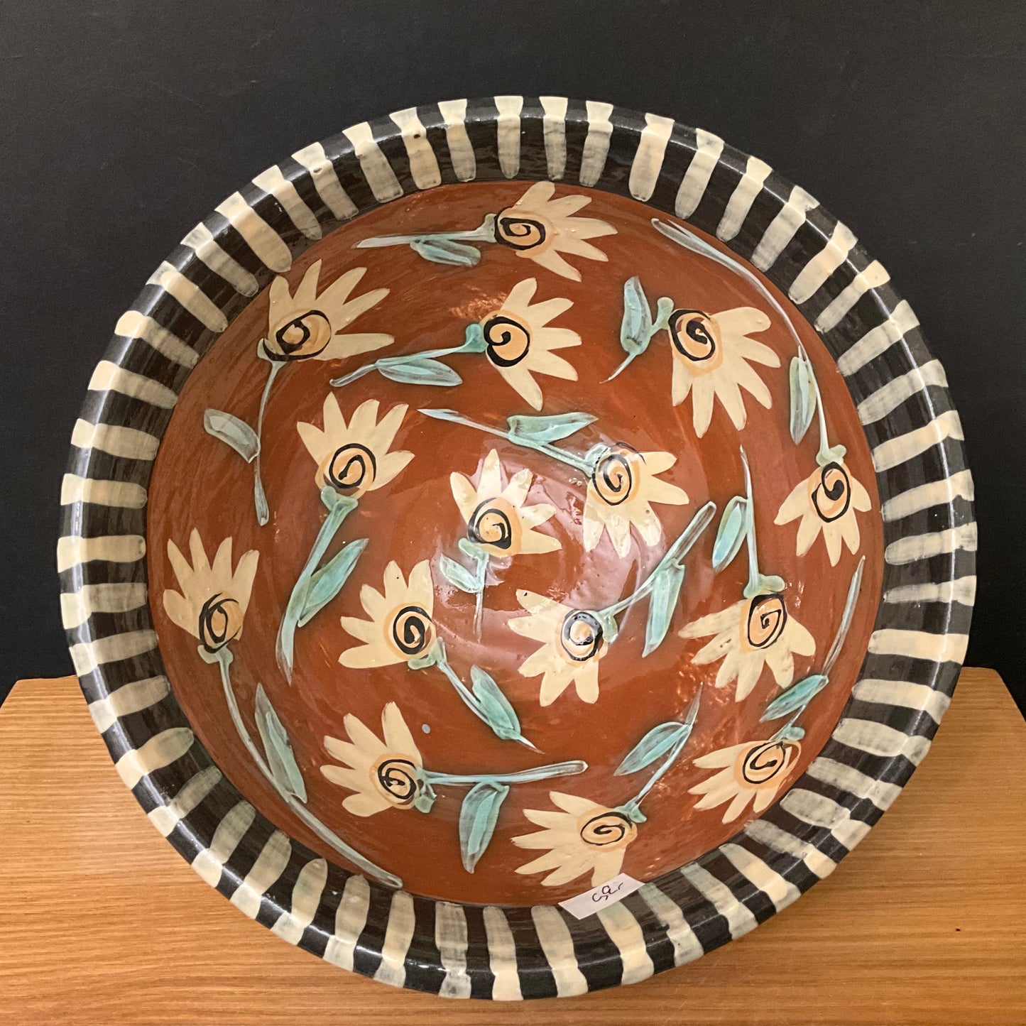 Bowl Brown with Yellow Flowers