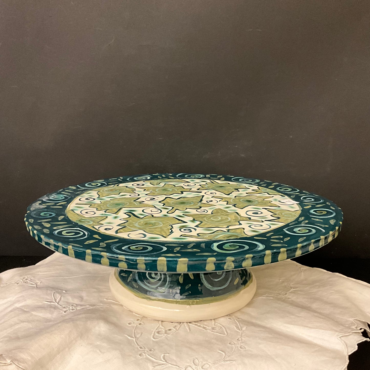 Green Leaf Cake Plate and Stand