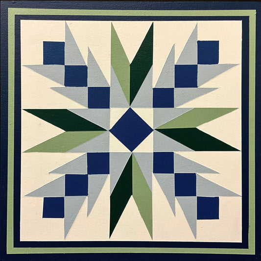 Blue and Green Flower Barn Quilt   1"x1"