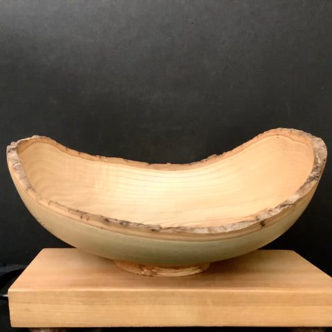 14" oval White Ash Live Edge Bowl #75