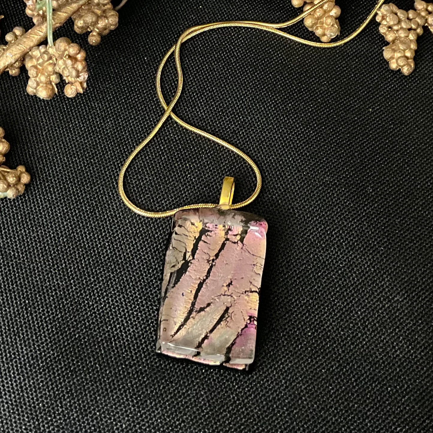 Fused Glass Pendant in Striated Muted Colors