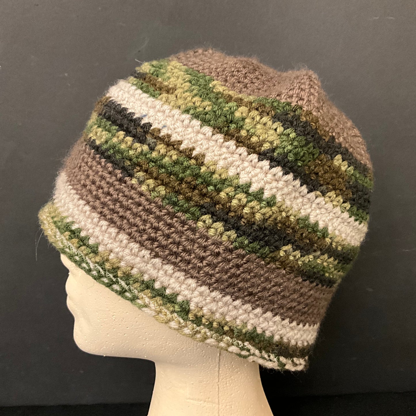 Hand Crocheted Hat in Fine Yarn in Northwoods Colors