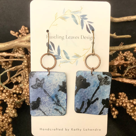 Blue Branches Rectangle Earrings