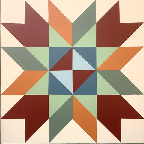 Geometric Star/Geese Barn Quilt 2' x 2' Earthy tones