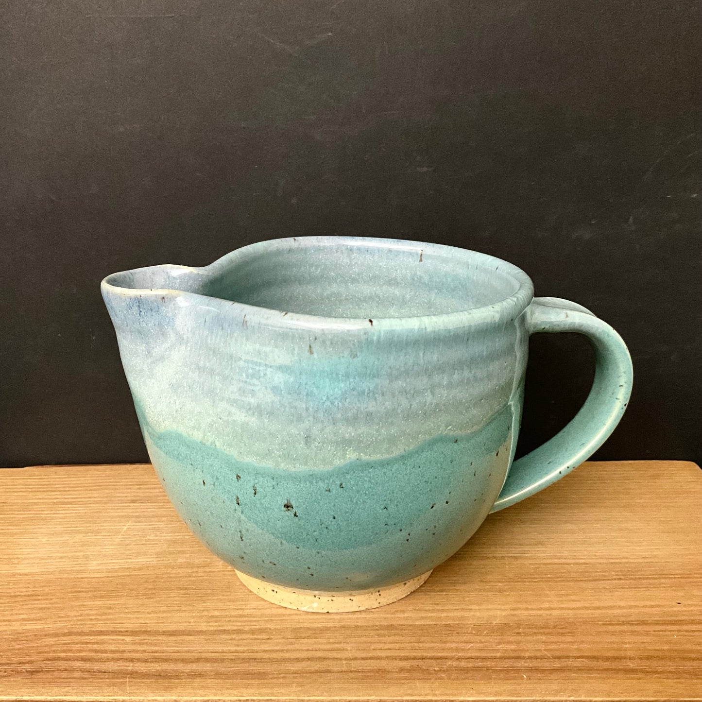 Medium Batter Bowl in Turquoise with Light Blue Rim