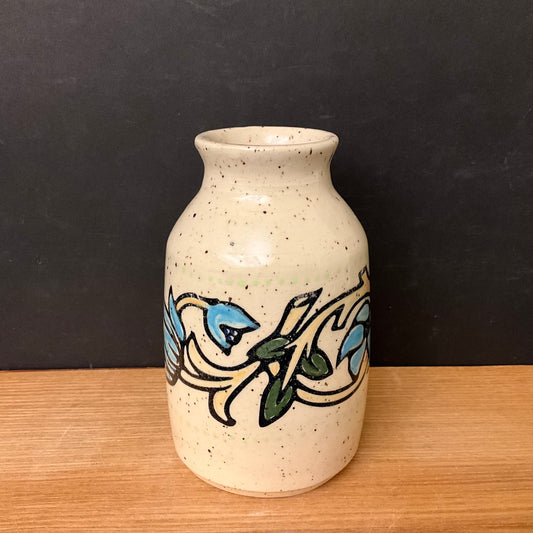 Vase with Aqua Floral Design