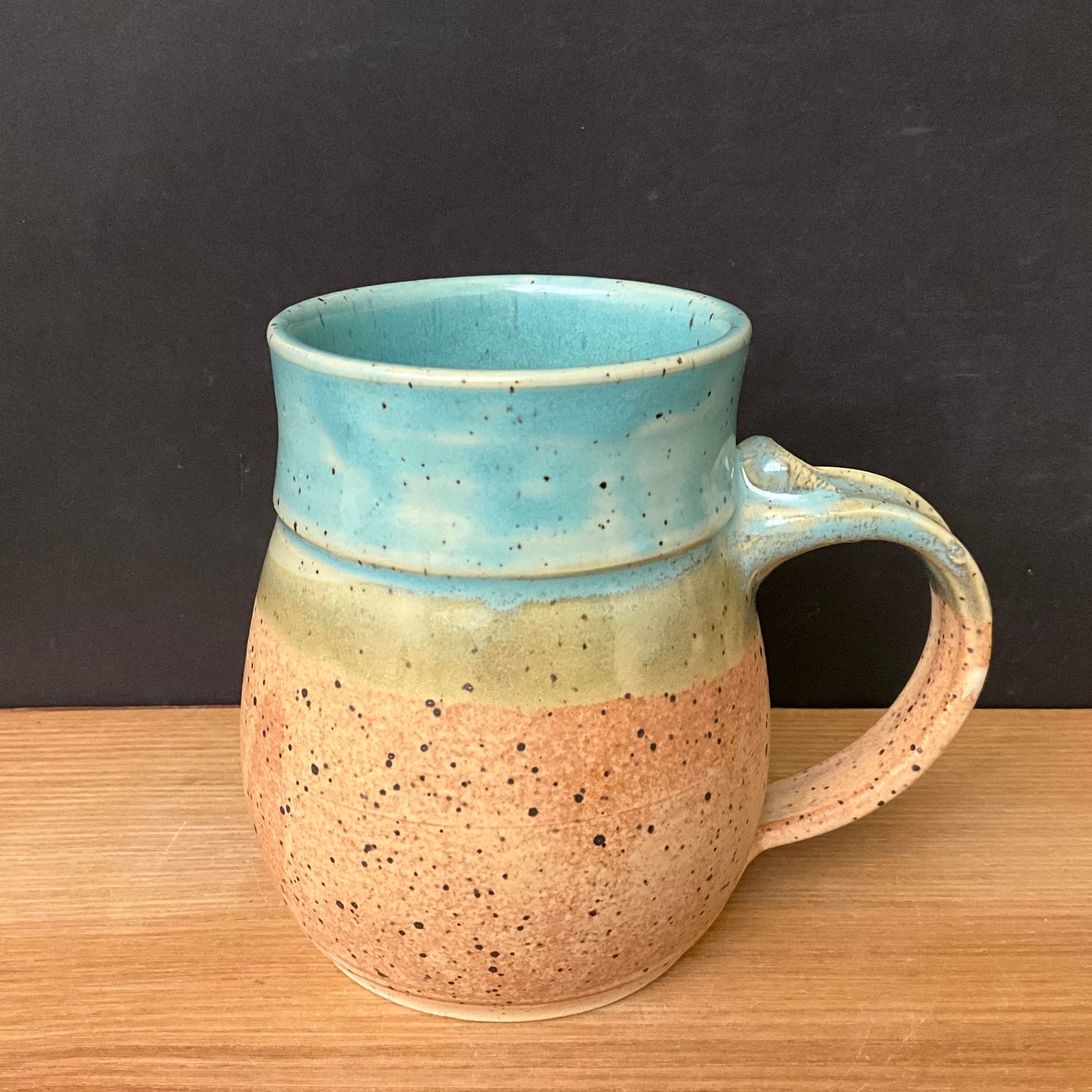 Bulb Bottom Mug in Turquoise & Sand