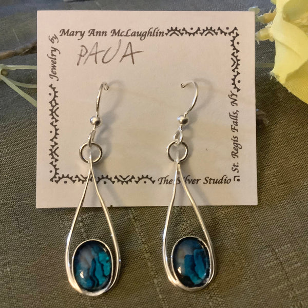 Teardrop Earrings Blue Paua