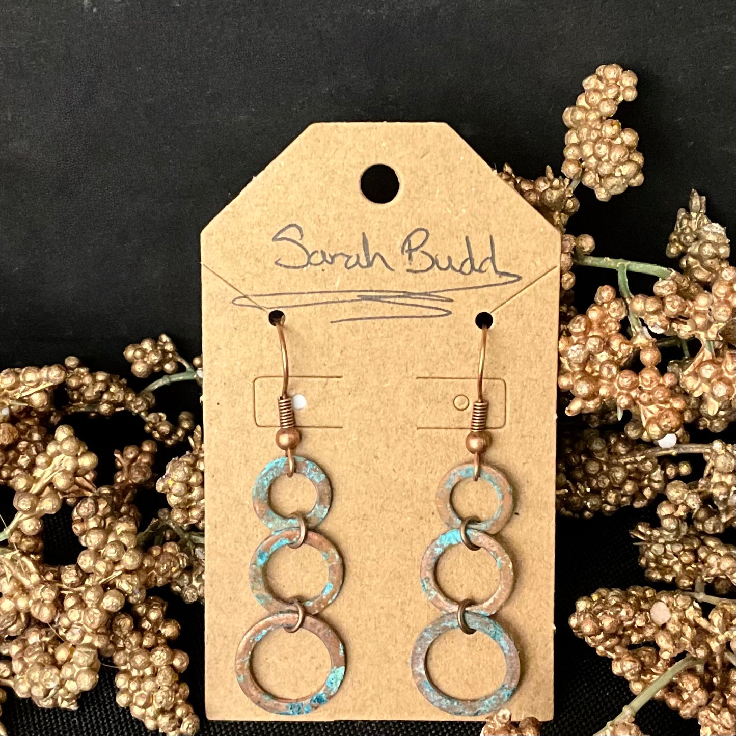 Copper Patina Earrings - 3 Hoops