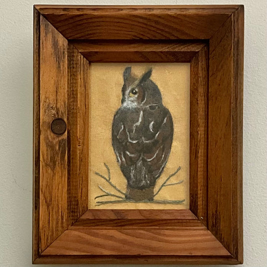 Mixed Media Needle Felted Great Horned Owl