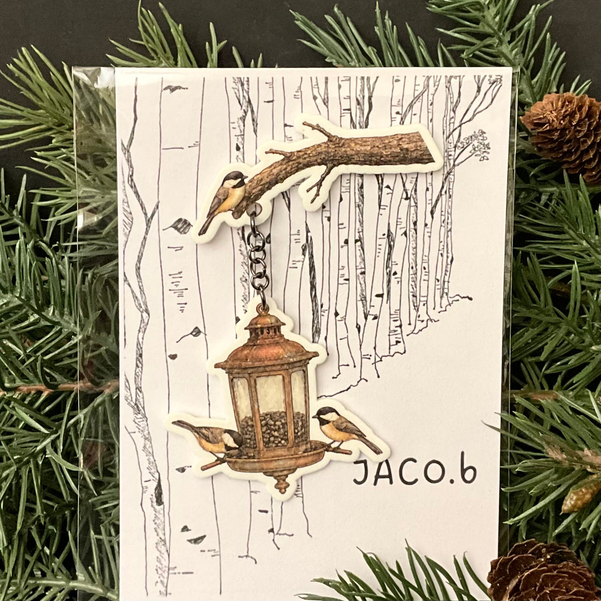 Chickadees at Feeder Magnet
