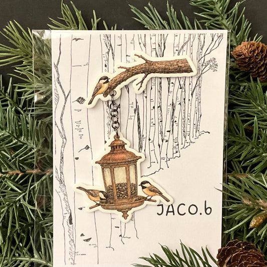 Chickadees at Feeder Magnet