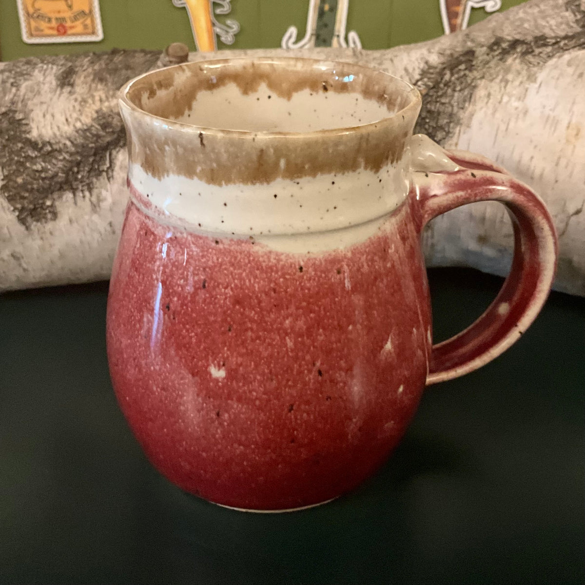 Bulb Bottom Mug in Maroon & White