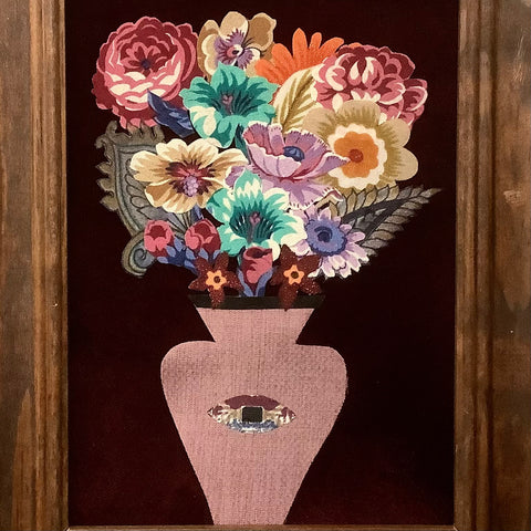 Vase of Flowers Fabric Art