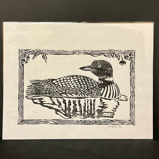 Loon Original Print on White