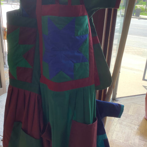 Amish Apron  Star Red Green Blue