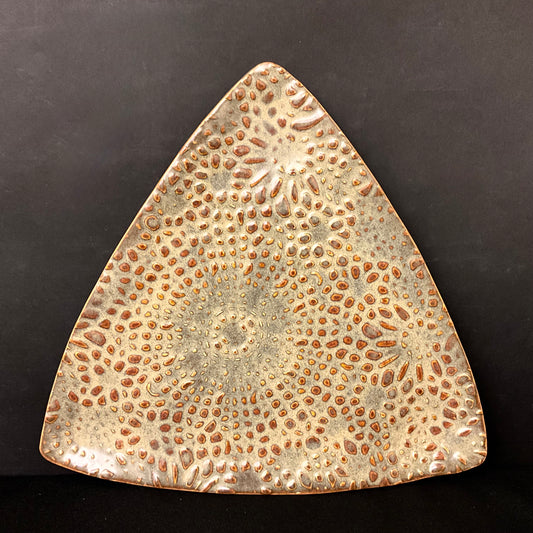Triangle Platter Sage and Brown “Seeds” Design