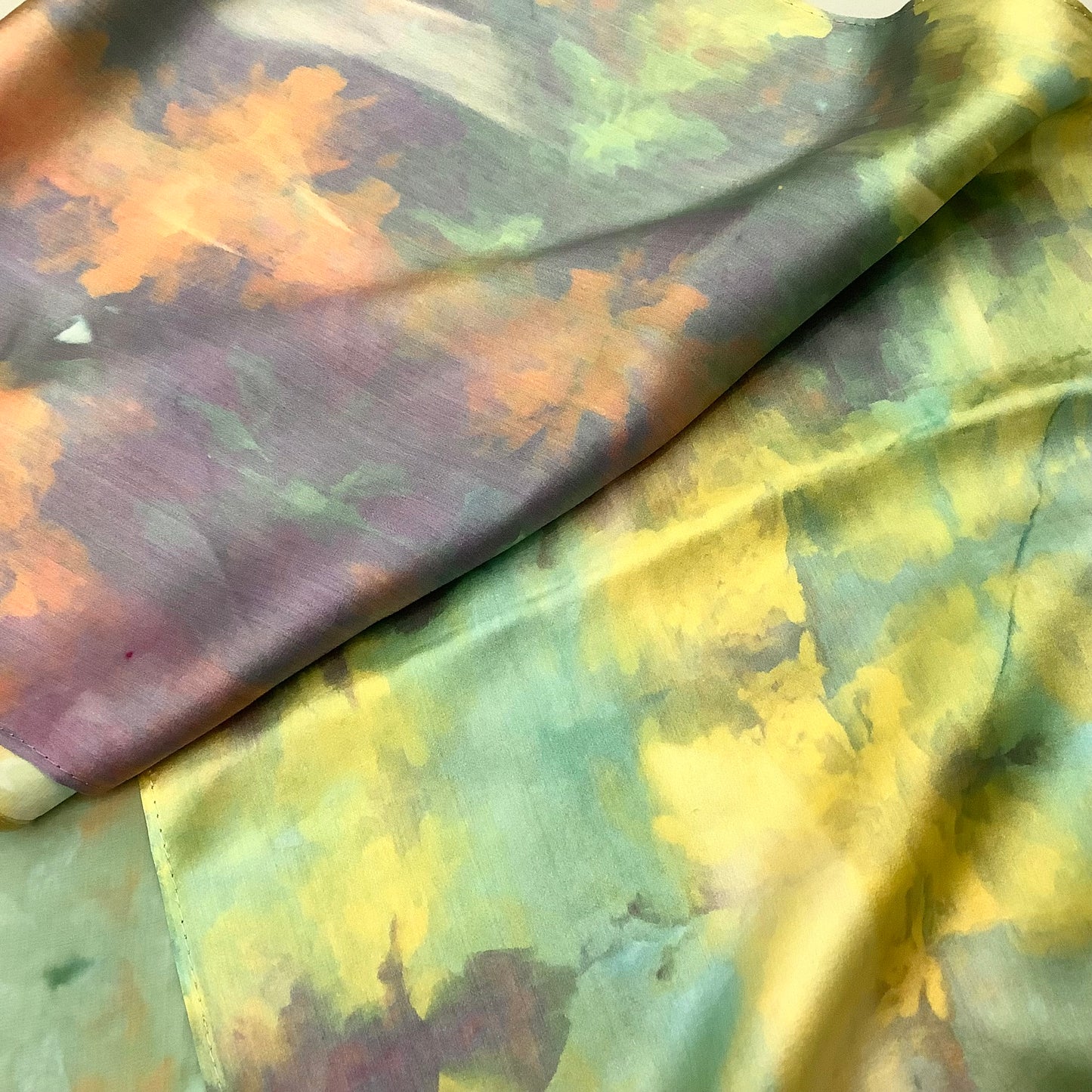 medium Ice Dyed Silk Satin Scarf - Lalique colorway