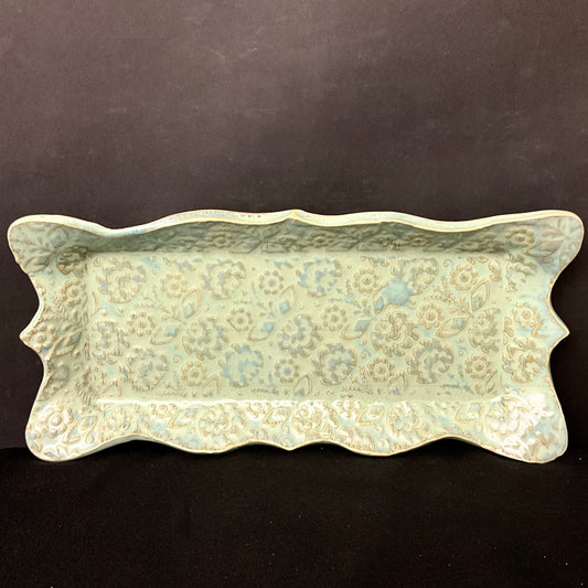 Celadon Green Scalloped Rectangle Tray