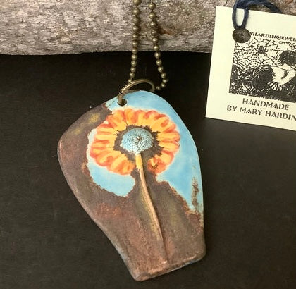 Daisy on Blue Sky Ceramic Pendant