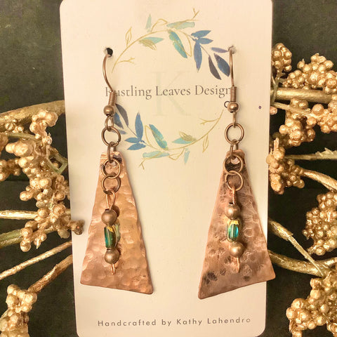 Copper Triangle Dangle Earrings