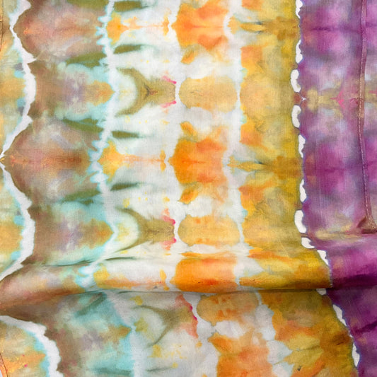 Ice Dyed Haboti Silk Scarf Medium - Purple Sedge