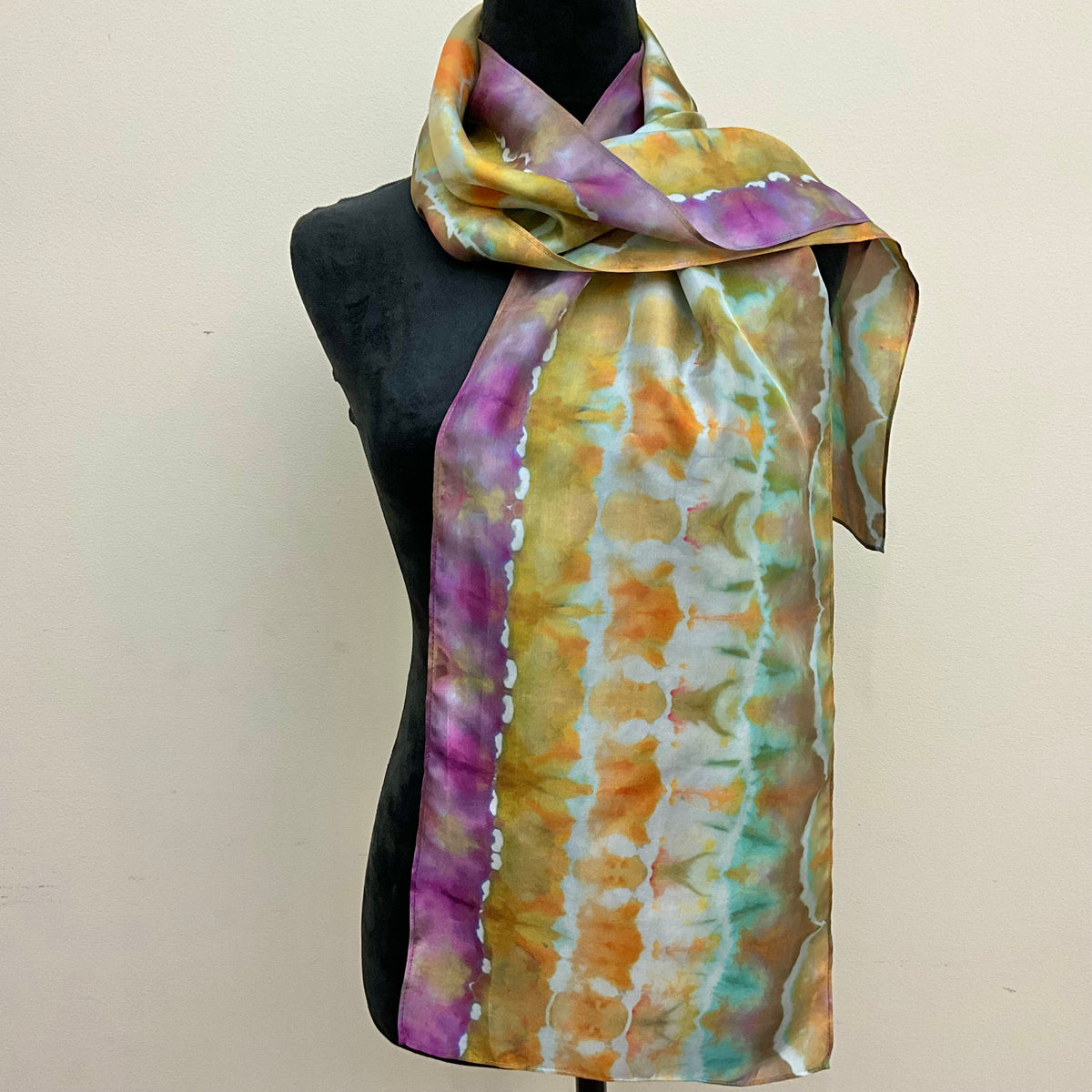 Ice Dyed Haboti Silk Scarf Medium - Purple Sedge