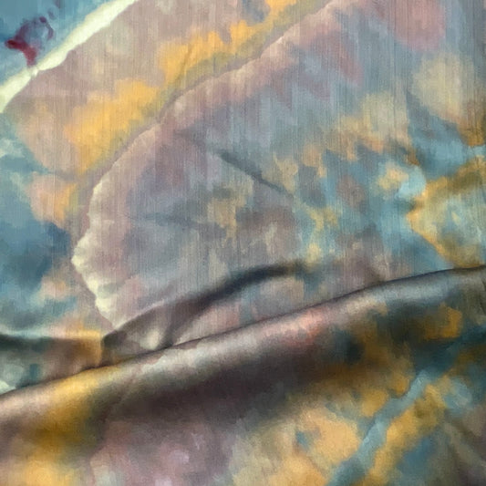 medium Ice Dyed Silk Satin Scarf - Moody Blues Colorway