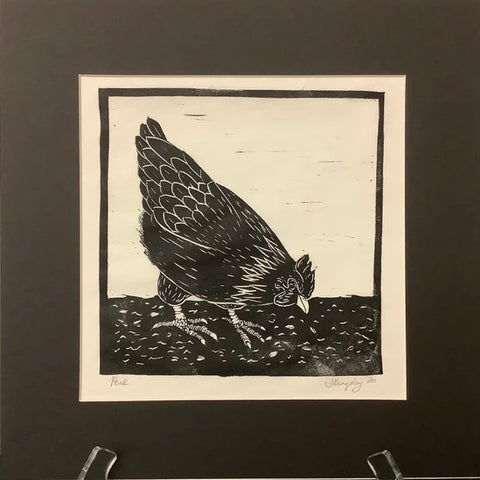 “Peck” Rubber Block Print Matted