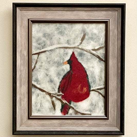 Cardinal - Print of Hand Felted Framed Art