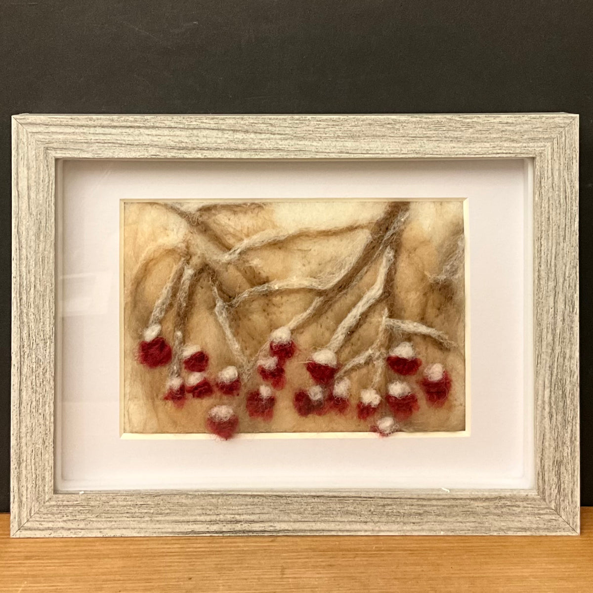 "Winter Berry" Hand Felted 6"x8" Painting