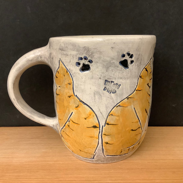 Mug with Carved Yellow Cat