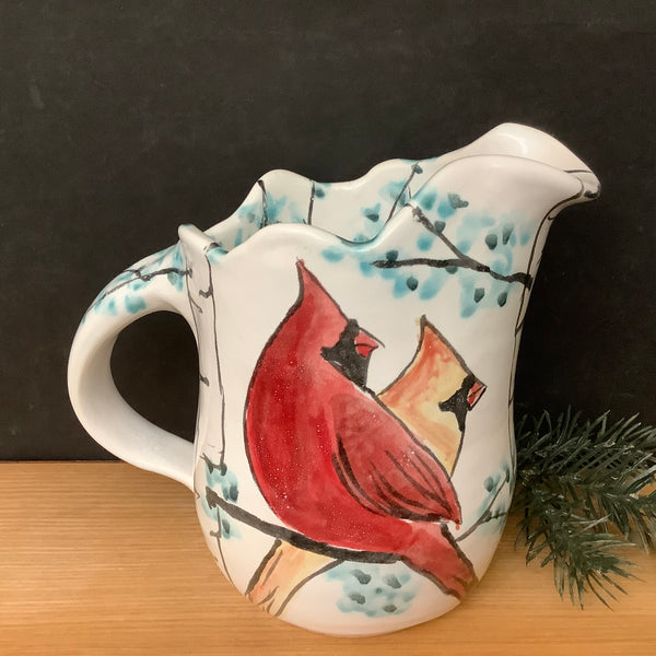 Small Pitcher with Spring Cardinals