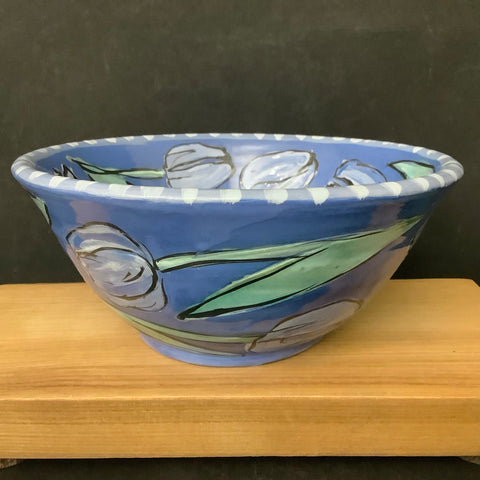 Brilliant Blue Bowl with Tulips