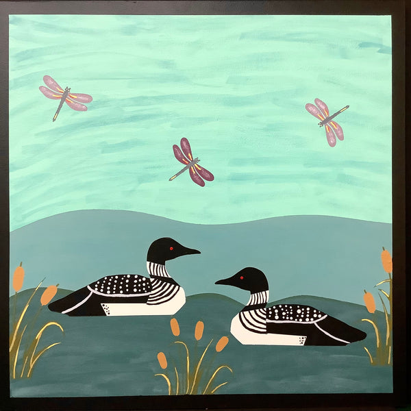 Barn Quilt Loons & Dragonflies 2’ x 2’