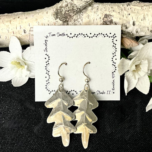 Silver White Oak Leaf Earring