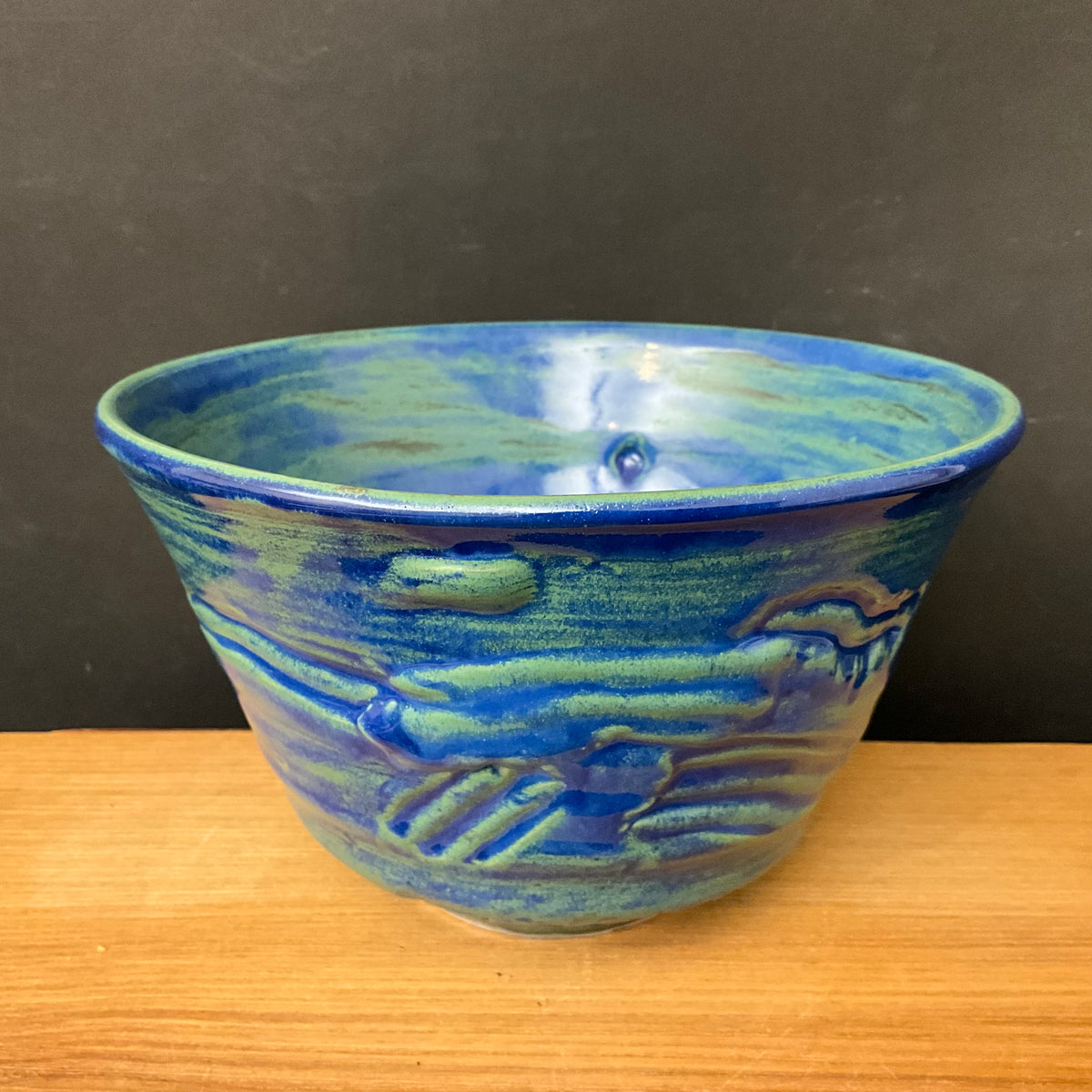 Sm. Embellished Porcelain Bowl in Bright Blue & Green